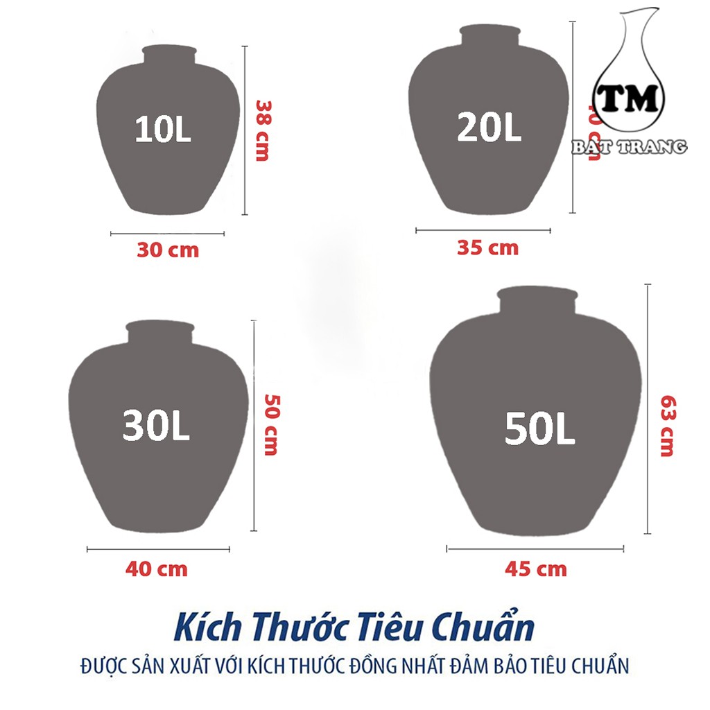 Chum Sành Đựng Nước, Hũ Ngâm Rươ.u Xưởng Gốm TM Mẫu Trơn Không Tráng Men