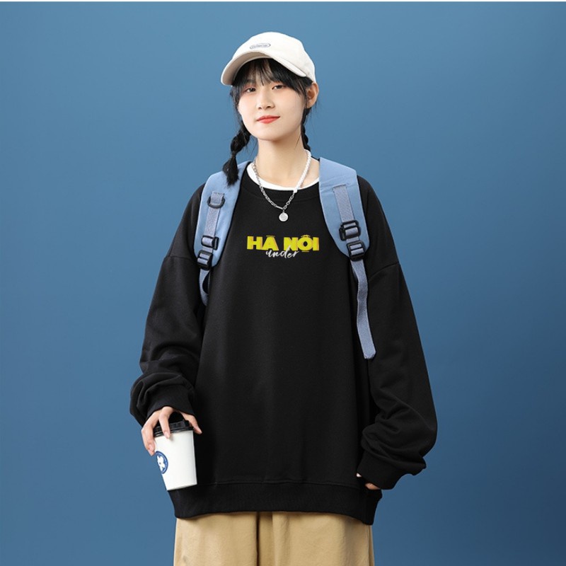 Áo Nỉ Dài Tay Hà Nội - Nỉ Bông - Dáng Rộng - In Hình Local Brand - Streetwear Oversize Form Rộng Nam Nữ Unisex POLOMENS