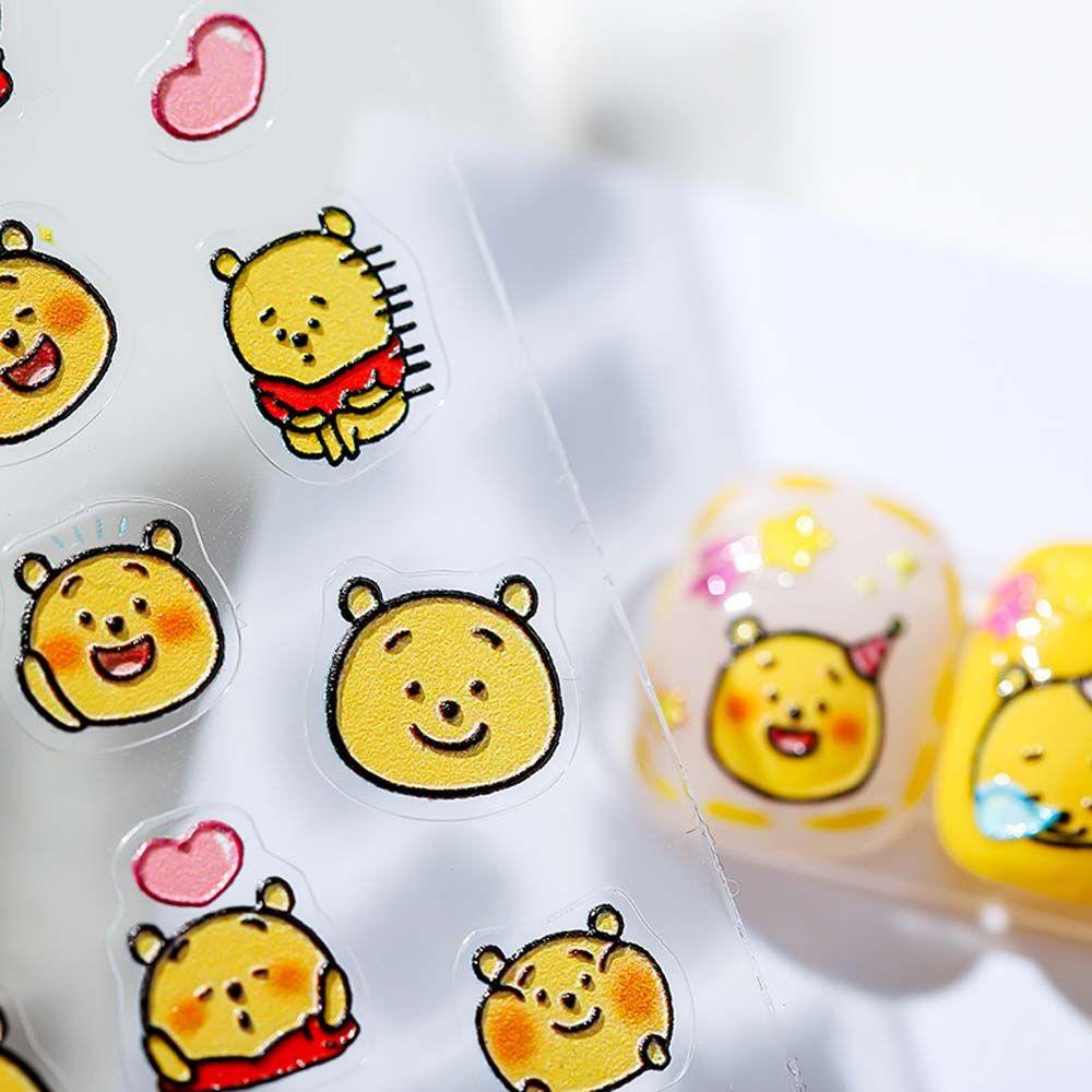 Nhãn Dán Trang Trí Móng Tay Hình Gấu Pooh 5D Thời Trang