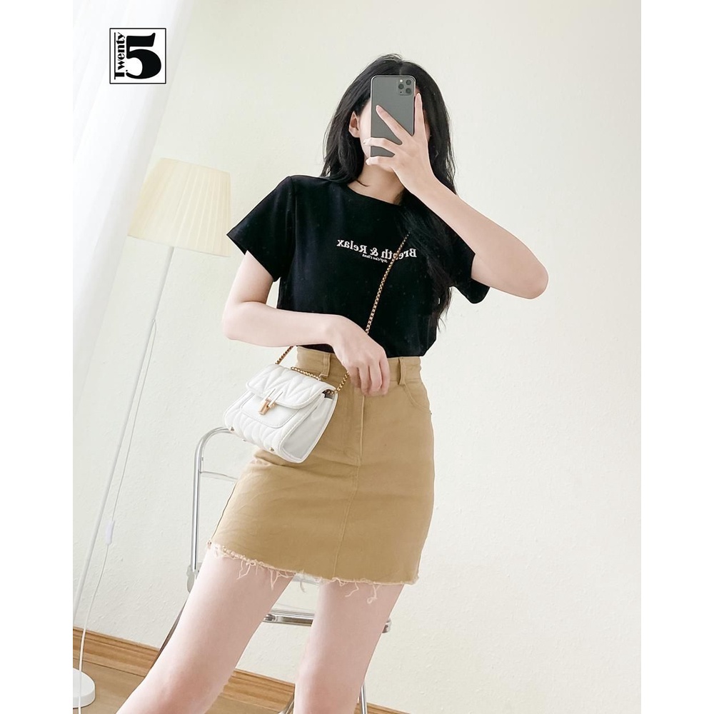 Áo thun phông nữ in chữ form vừa chất cotton mịn co dãn Twentyfive 4148