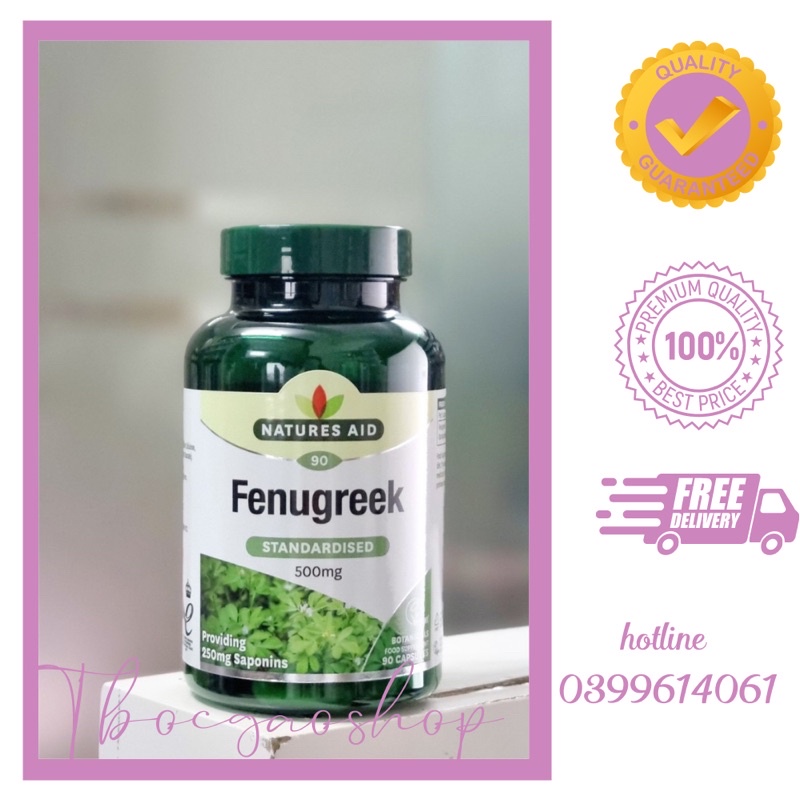 Viên uống cỏ cà ri lợi sữa Fenugreek 90 viênnội địa Anh (mẫu mới)