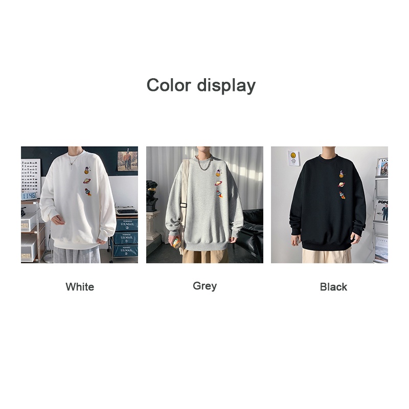 Áo Nỉ Nam Dài Tay Cổ Tròn Form Rộng Thời Trang Hàn