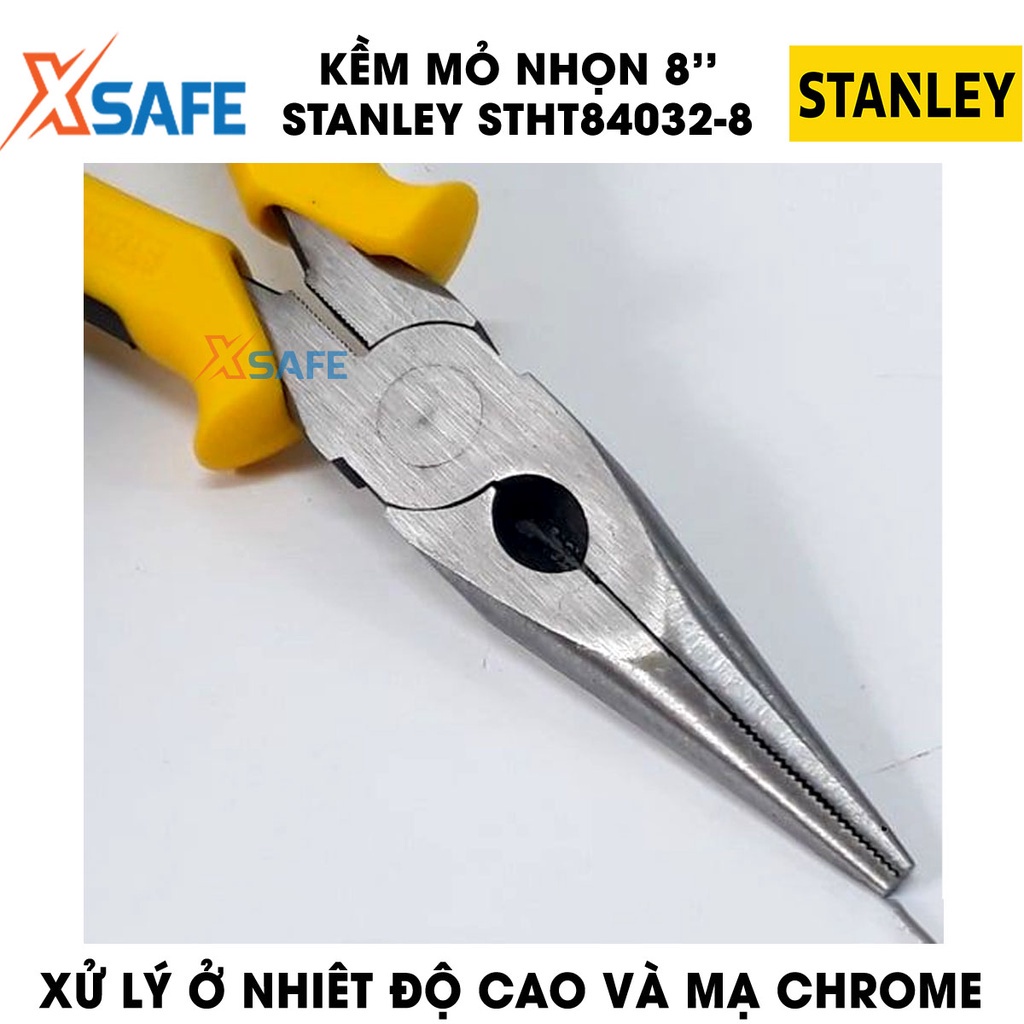Kềm mỏ nhọn STANLEY mũi thép luyện ở nhiệt độ cao Kìm Stanley tay cầm bọc nhựa giúp cầm nắm êm ái, dễ thao tác