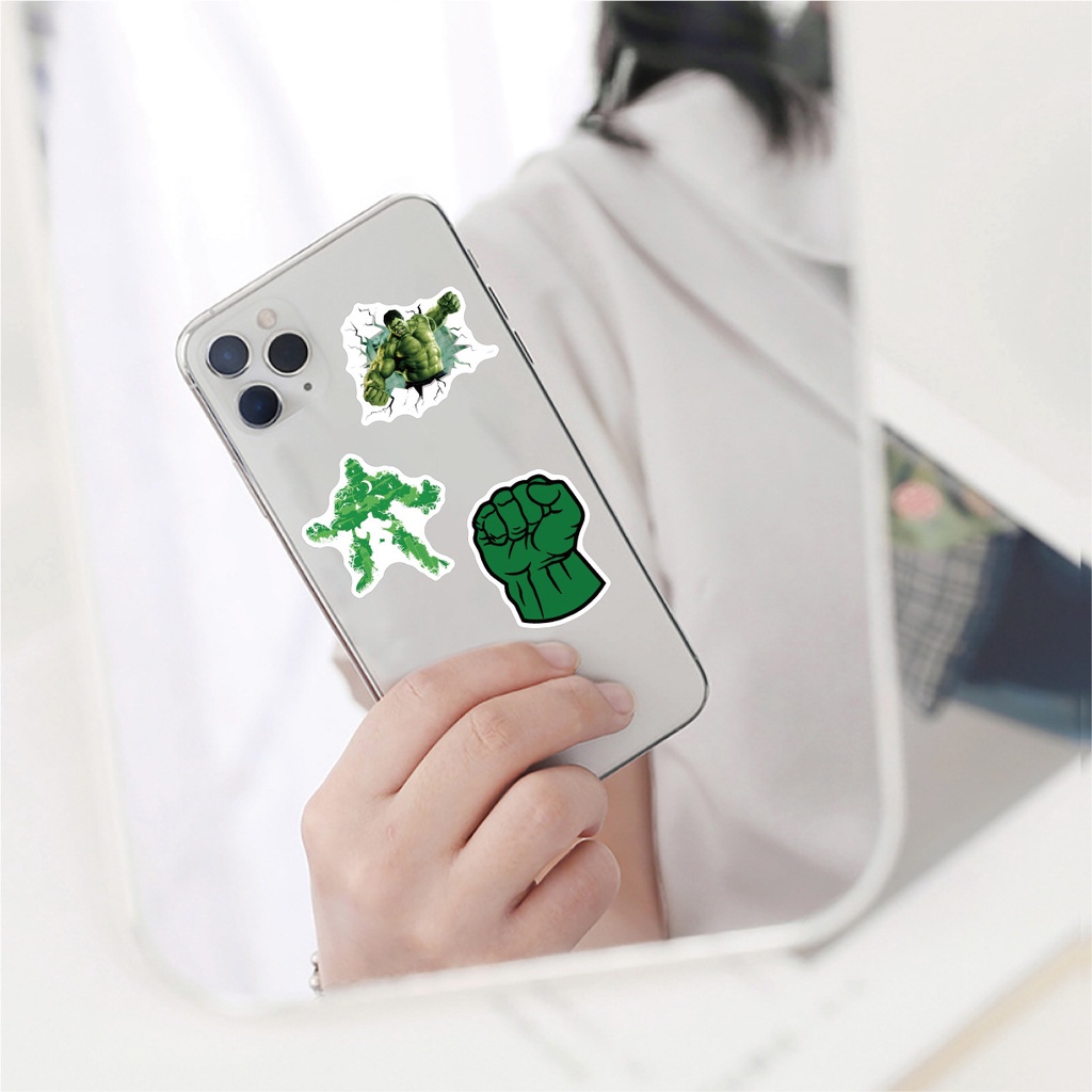 DISNEY Bộ 50/25/10 Miếng Dán Trang Trí Bình Nước/Ván Trượt/Laptop Họa Tiết Avengers Hulk Độc Đáo