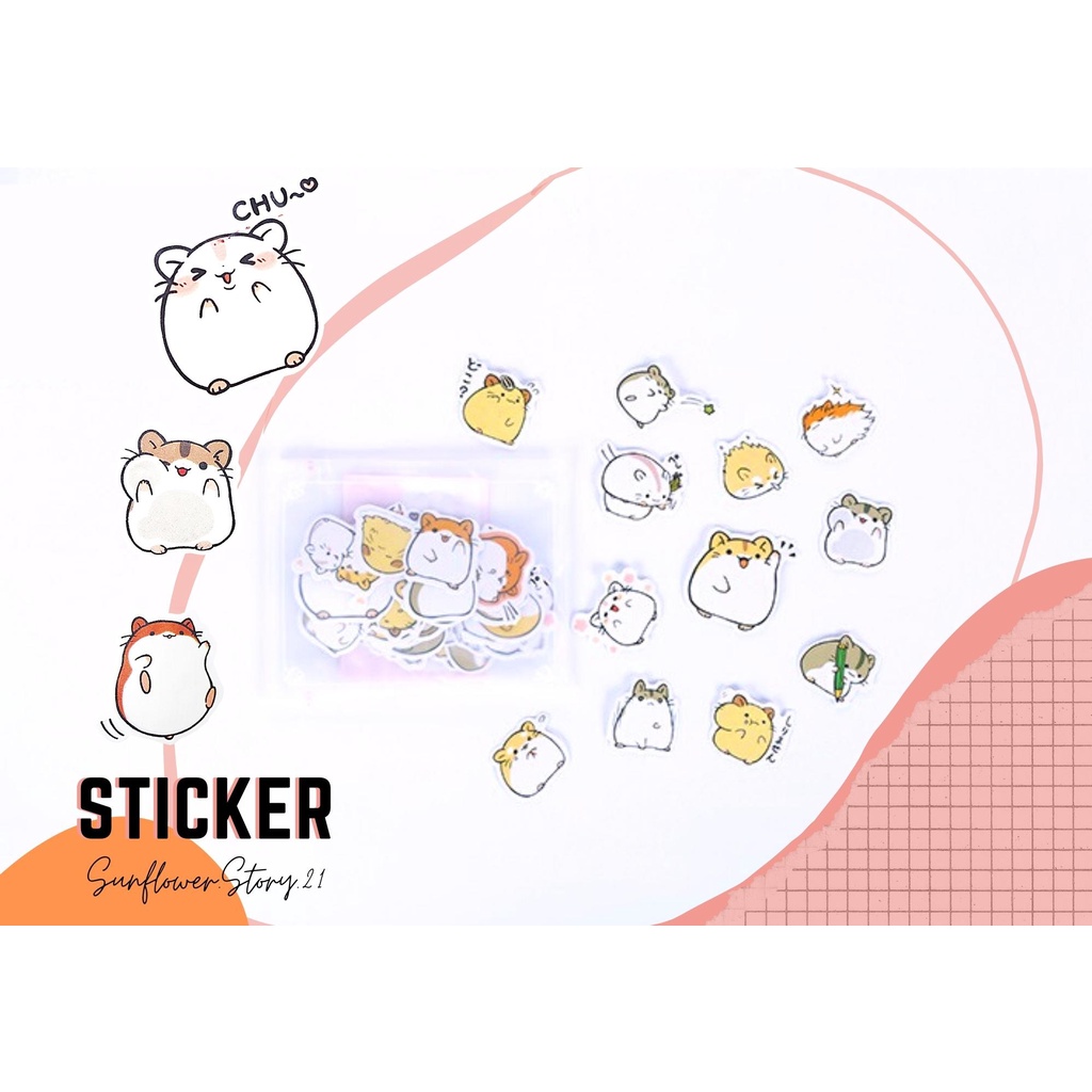 Set 19 miếng sticker dán trang trí hình động vật dễ thương