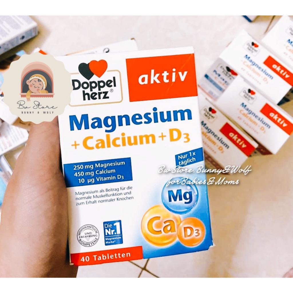 Magnesium + Calcium + D3 Doppel Herz Nội địa Đức Hộp 30 viên [Date mới nhất]