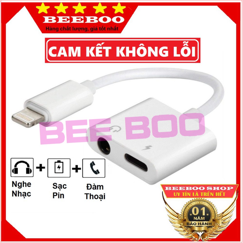 Jack chuyển đổi iphone sang jack 3.5mm và lighting - vừa sạc vừa sử dụng tai nghe -Có hỗ trợ Mic - Bảo hành 1 đổi 1