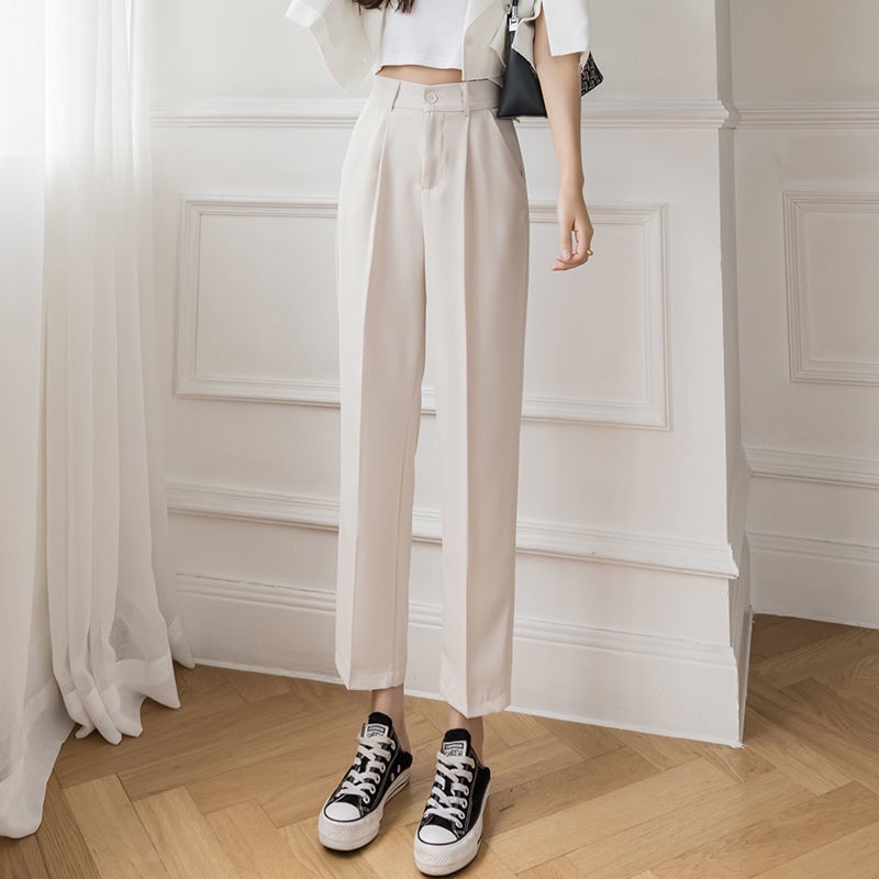 Quần ống suông IELGY lưng cao màu trơn thân thiện với làn da cho nữ