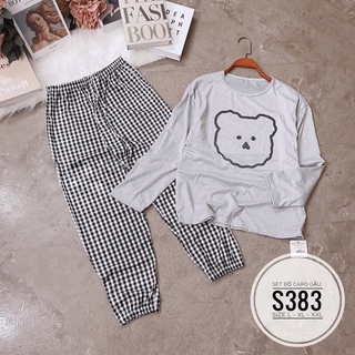 Bigsize Set bộ caro gấu S383