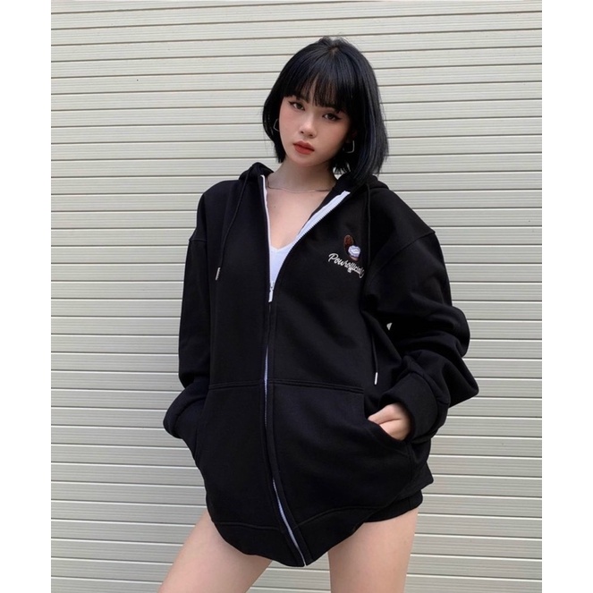 Áo khoác Hoodie nữ in hình TRÁI DỪA Powr official Ulzzang Unisex chất mịn dày bao đẹp hàng mới về