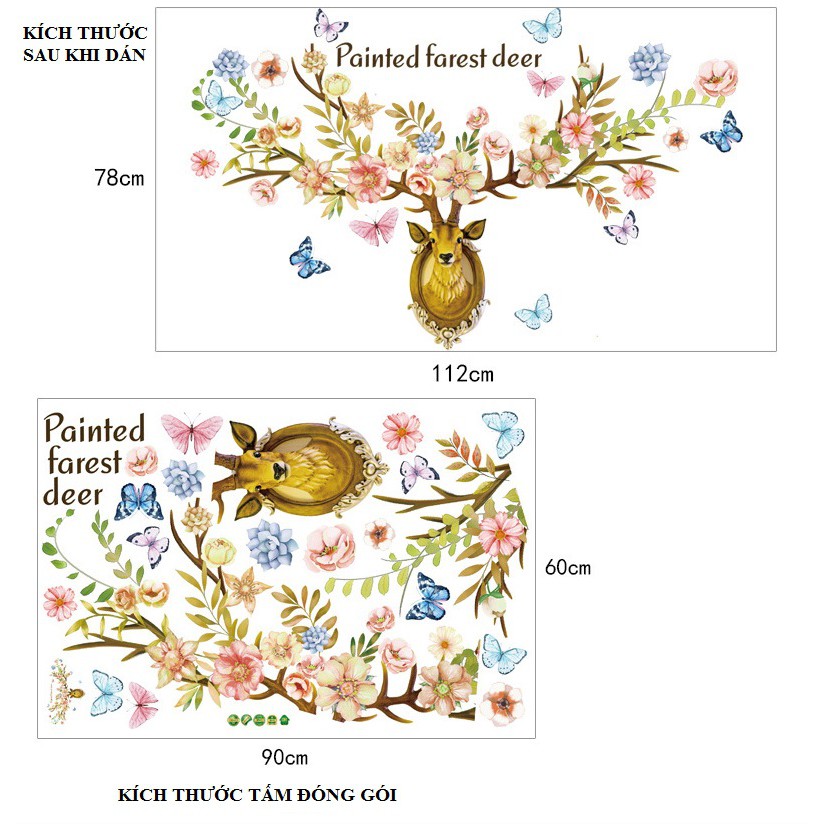 Tranh decal dán tường 3D dán phòng khách AmyShop DKN094