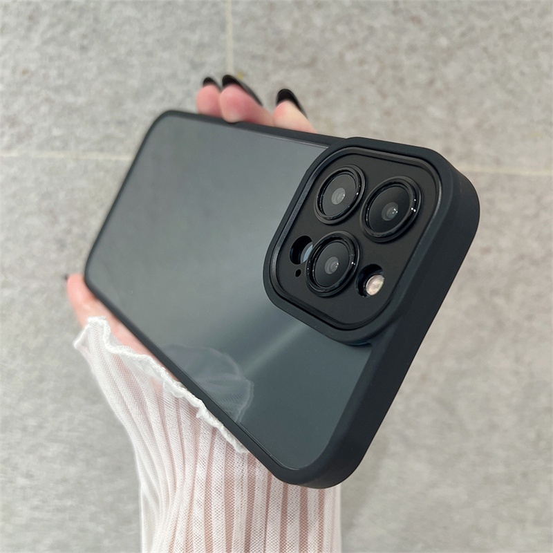 Ốp Điện Thoại Cứng Trong Suốt Viền Kim Loại Chống Rơi Màu Tím Cho iPhone 13 11 12 Pro Max 14 Plus