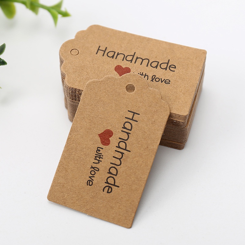 Bộ 20 Thẻ Tag Tên HANDMADE WITH LOVE Giấy Craft