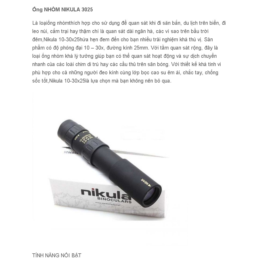 Ống NHÒM NIKULA 3025 chính hãng