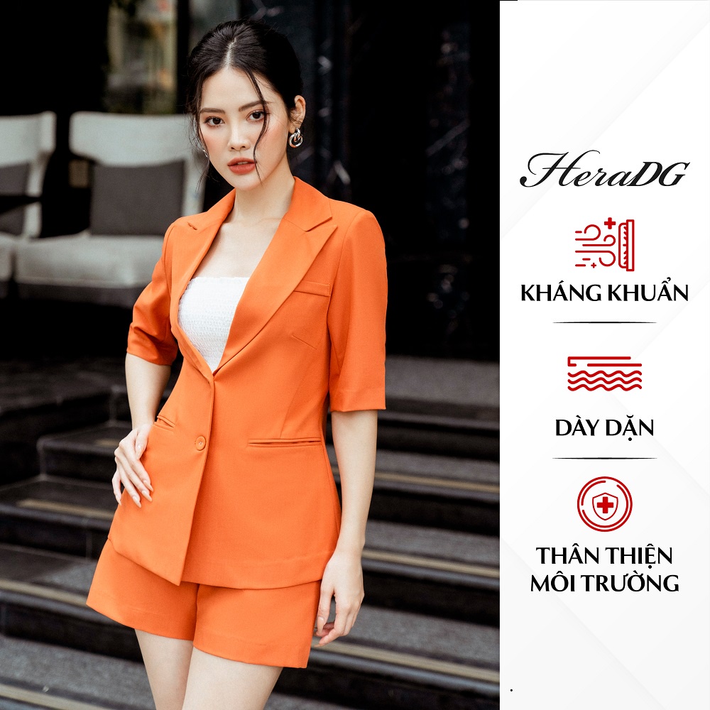 Áo Vest Đờ Mi Nữ Tay Cộc HeraDG Thiết Kế Hai Cúc Phong Cách Công Sở Sang Trọng, Chất Liệu Tuýt Si Cao Cấp STBB1002A