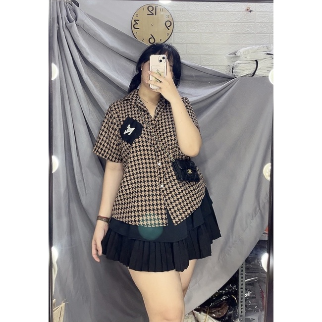 [Mã SKAMFSW175 giảm 10K đơn 50K] Áo sơmi nữ hoạ tiết bigsize từ 65 đến 90kg (ảnh mẫu chụp tại shop)