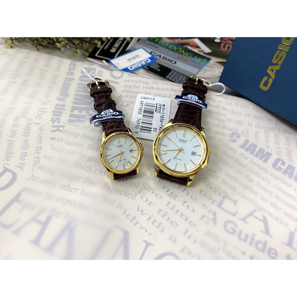 Đồng hồ đôi nam nữ dây da Casio Anh Khuê MTP/LTP 1183Q-7A