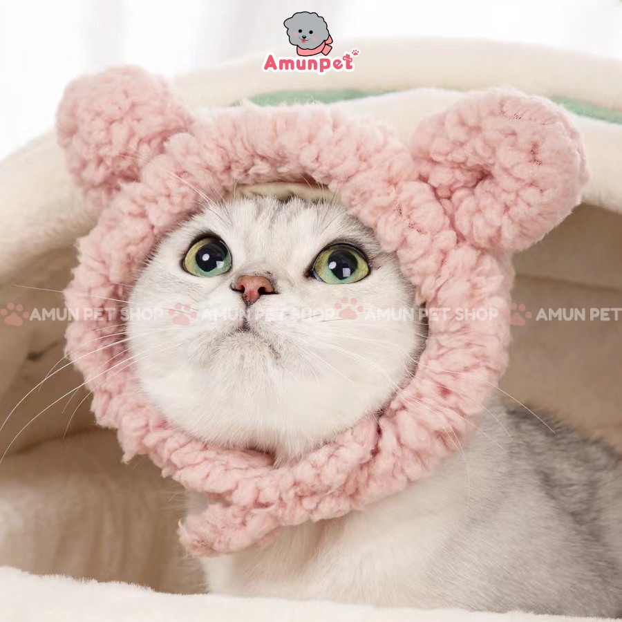 Mũ Lông Cho Thú Cưng Tai Gấu Thỏ Hoá Trang Cosplay Mũ Nón Đội Cho Chó Mèo Dễ Thương Chất Liệu Lông Cừu Cao Cấp Giá Rẻ Am