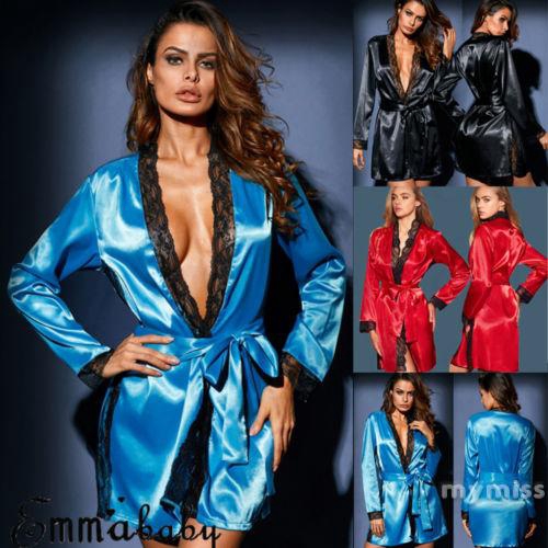 Áo choàng ngủ bằng lụa phối ren phong cách quyến rũ dành cho nữ | BigBuy360 - bigbuy360.vn