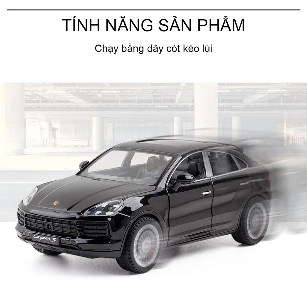 Mô hình tĩnh hợp kim siêu bền Porche Cayenne S tỉ lệ 1:24 có cửa, cốp sau và nắp capo mở được, có đèn và âm thanh