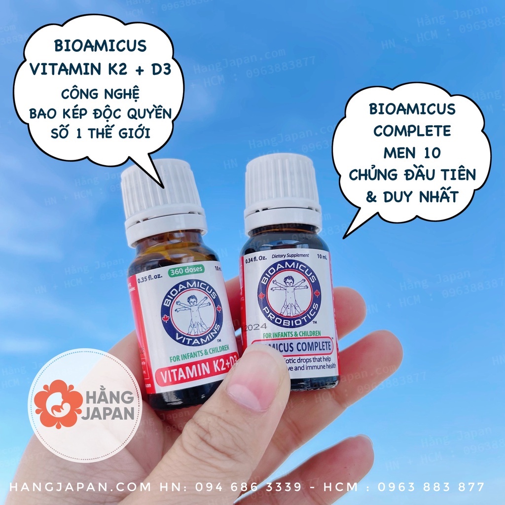 Men vi sinh 10 chủng BioAmicus Complete &amp; Vitamin K2+D3 10 ml cho bé