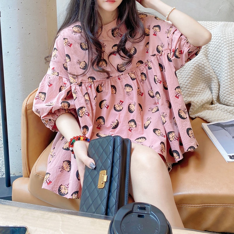 Áo Sơ Mi Tay Phồng Cổ Tròn Bằng Vải Lanh Cotton Họa Tiết Hoa Phong Cách Hàn Quốc Thời Trang Mùa Hè Mới Cho Nữ