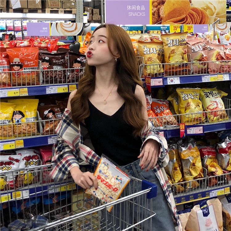 IELGY    Áo Tank Top Dệt Kim Cổ Chữ V Dáng Ôm Phong Cách Cổ Điển Thời Trang Cho Nữ