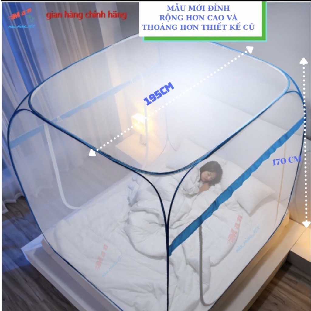 Màn Chụp Mùng Chụp Đỉnh Vuông 1m2,1m4,1m6,1m8,2m2 - Vải dày mắt màn nhỏ -Khung thép cacbon Siêu bền