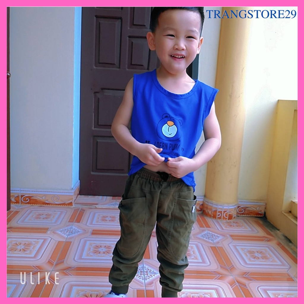 Áo ba lỗ sách nách cho bé Binbon kids, Áo thun cho bé trai bé gái chất đũi không nhăn in hình gấu AG01 cho bé 6-28kg