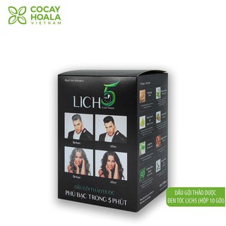 Dầu gội thảo dược đen tóc lich5 hộp 10 gói