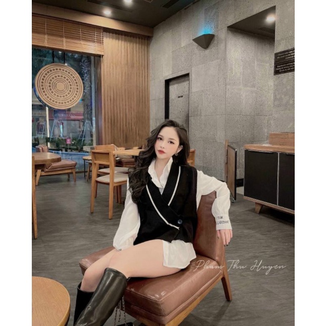 Set áo sơ mi kèm gile len siêu xinh | BigBuy360 - bigbuy360.vn