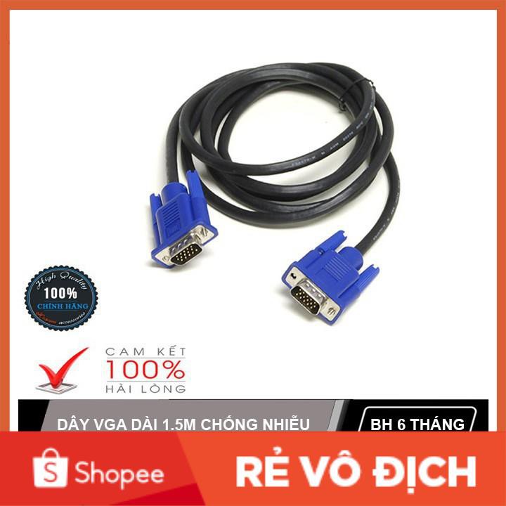 [Mã ELFLASH3 hoàn 10K xu đơn 20K] [Loại 1] Dây VGA dài 1.5M/1.8M đen đầu xanh chống nhiễu