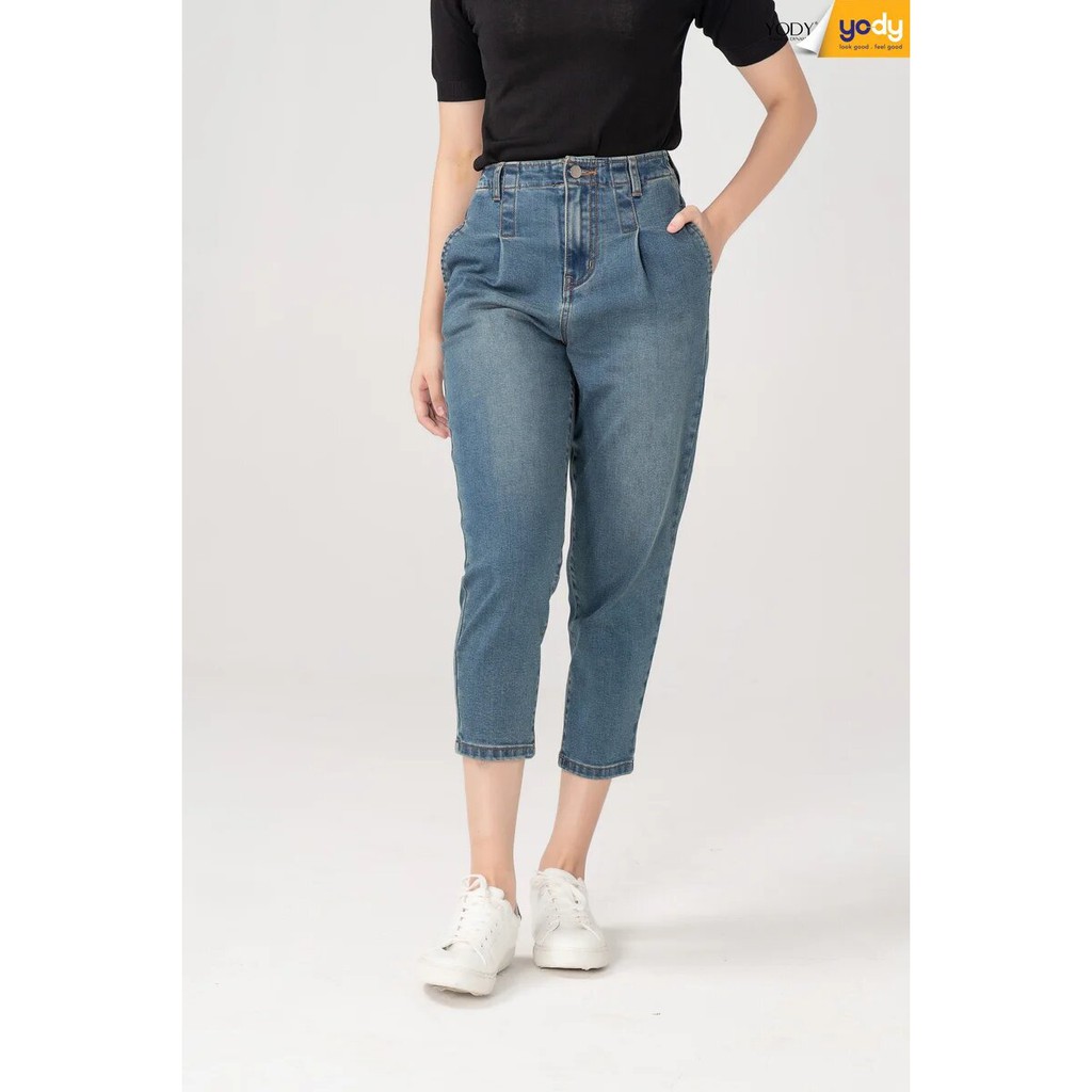 Quần Jean Yody Nữ Baggy Cạp Liền Co Giãn QJN3076