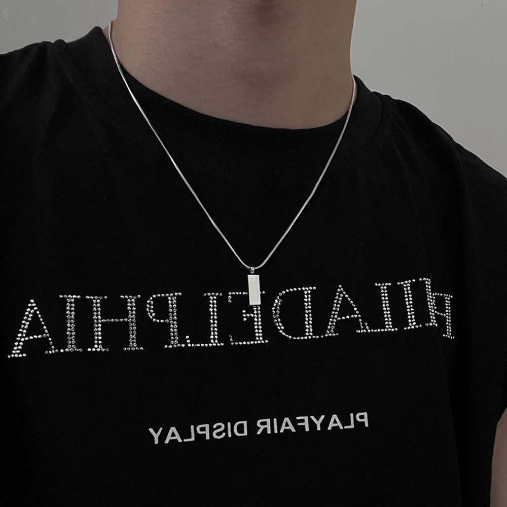 Vòng cổ Kiểu Hip Hop Thiết Kế Cá Tính Cho Nam|Vòng cổ Mặt Hình Viên Gạch Màu Sắc Xinh Xắn Cho Cặp Đôi