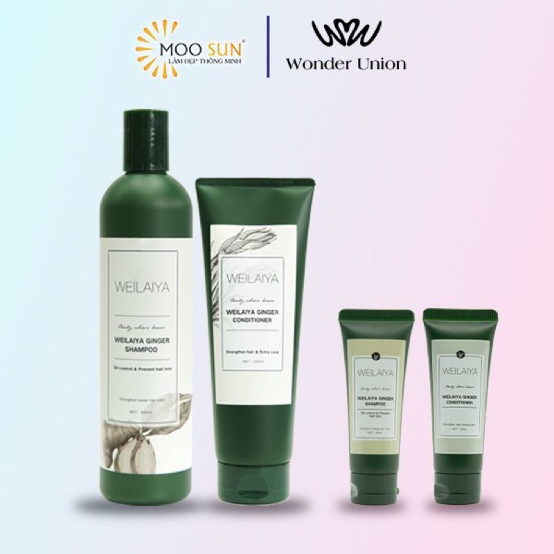 Cặp dầu gội gừng trắng 400ml dầu xả gừng trắng 250ml kích mọc tóc Weilaiya Ginger