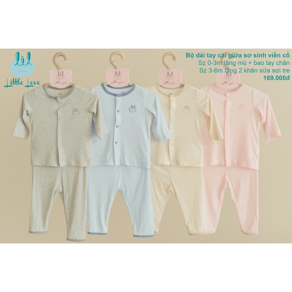 Bộ Quần Áo Little Love Tăm Size 0-3m Và 3-6m Mẫu Mới Giá Rẻ | Minizon Kids