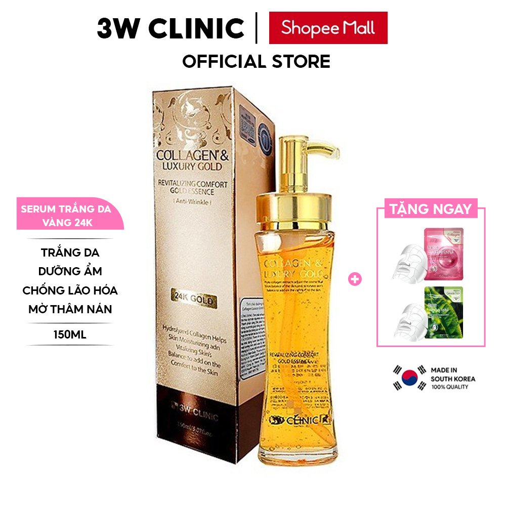 Serum Tinh Chất Vàng 24K Luxury Gold Clinic Hàn Quốc Giúp Da Trắng Sáng Dưỡng Ẩm Chống Lão Hóa Và Căng Bóng Da 150ml