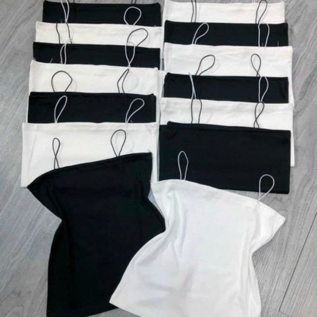 FREESHIP Áo 2 dây bún croptop mau trắng màu đen chất cotton mềm mát free size thun mềm cho bạn gái