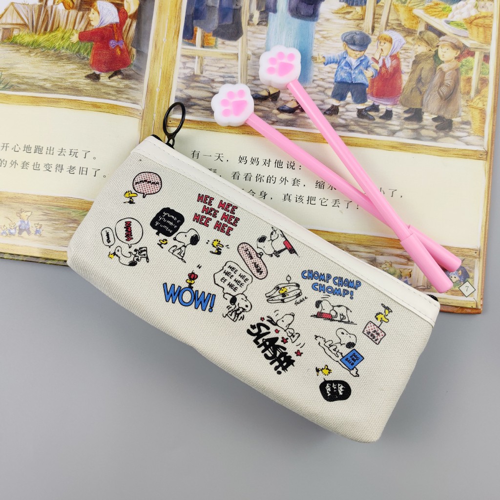 Hộp bút vải canvas cute hình Snoopy dễ thương xinh xắn