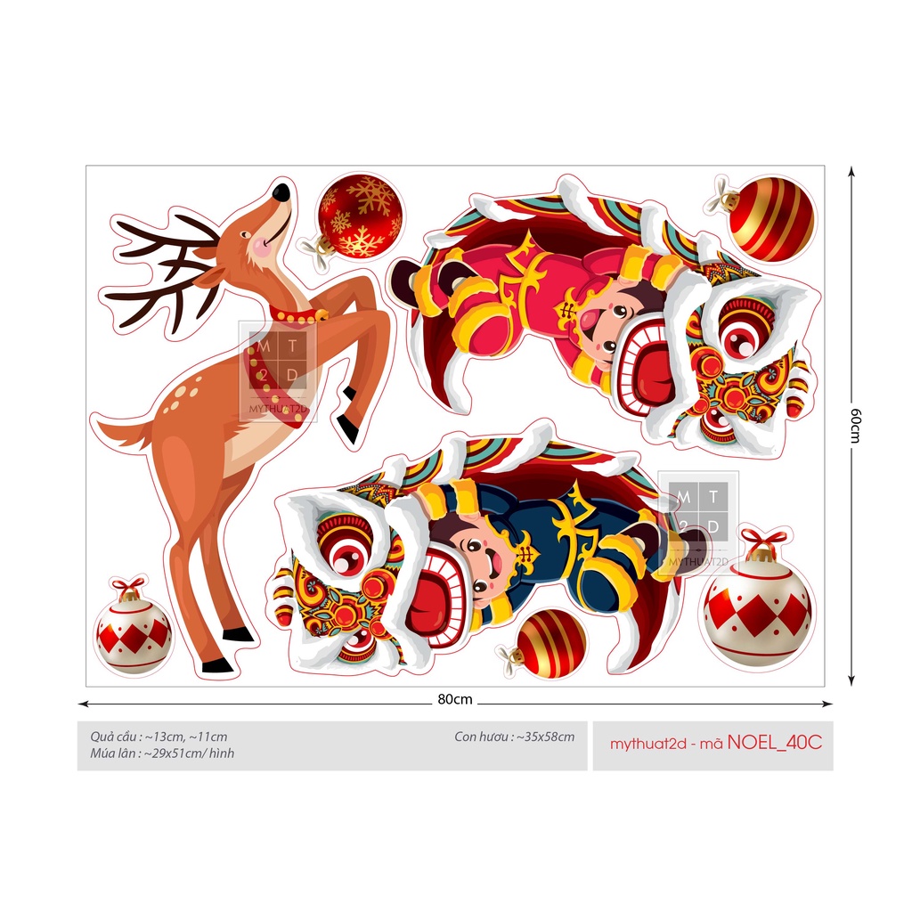 Decal trang trí Noel dán kính, tường - Decal Giáng sinh Năm mới - mã Noel.40