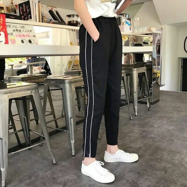 Quần Jogger Nam_Nữ 2 Sọc nhỏ ống SUÔNG thun poly. Phong Cách Thể Dục Thể Thao Năng Động Cá Tính Unisex. | BigBuy360 - bigbuy360.vn