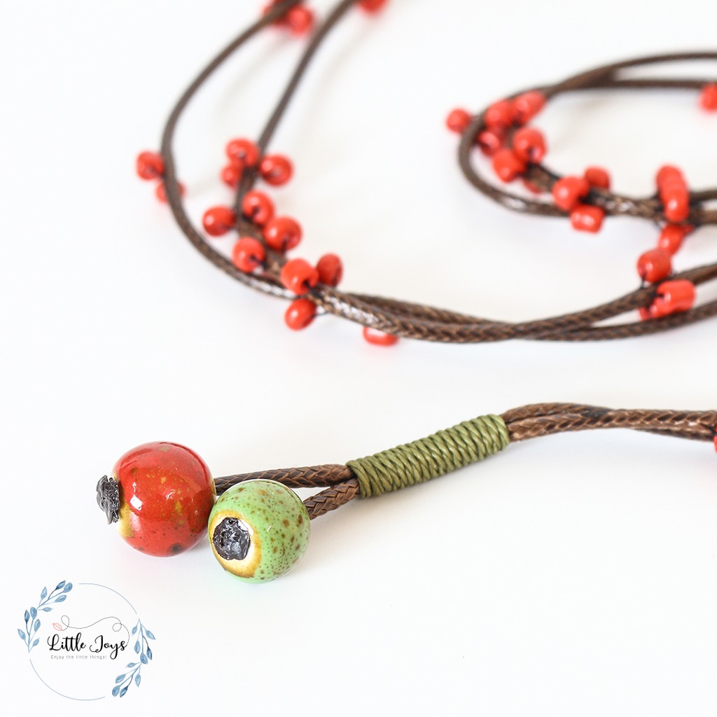 Vòng tay nhiều lớp phong cách Bohemian vòng tay hoa đỏ li ti