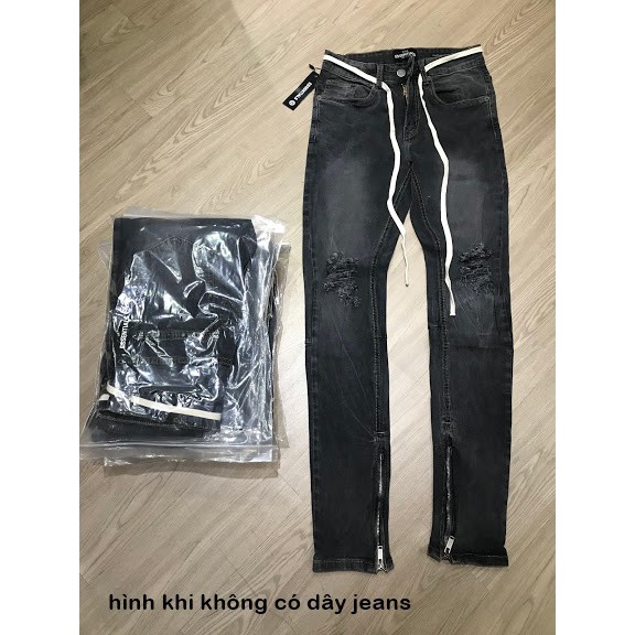 QUẦN JEANS SKINNY XÁM RÁCH GỐI ỐNG ZIPPER SIÊU XỊN ĐẸP (ảnh thật 100%)