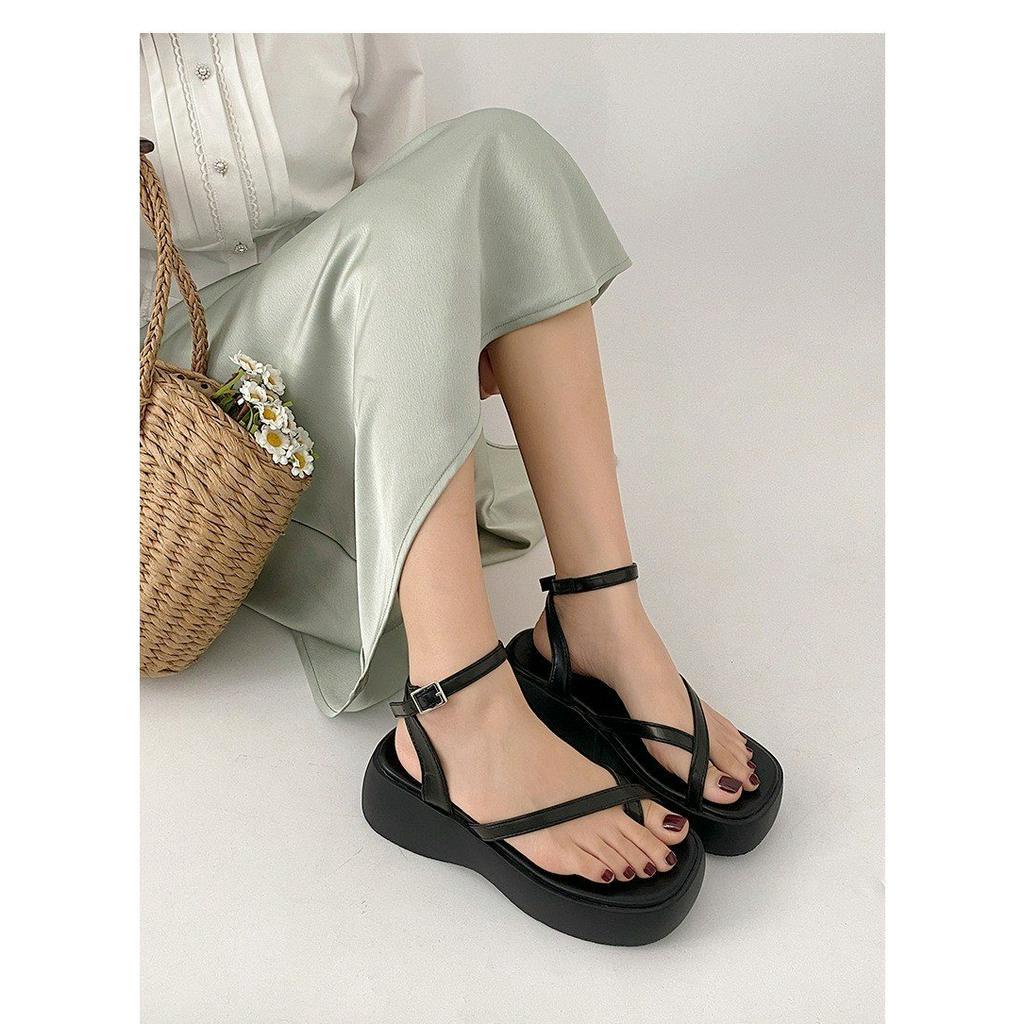 Dép quai hậu xỏ ngón đế bằng bệt , Dép kẹp đế cao 7cm cực xinh siêu hot hit