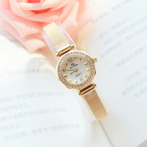 Đồng Hồ Nữ BS 1419 Viền Đính Đá Cao Cấp