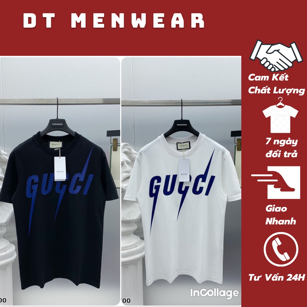 Áo Phông Nam Gucci In Hình Logo SPF - Áo Thun Nam Nữ Gc Họa Tiết Tia Sét Chất Vải Cotton Thoáng Mát DT Fashion Menwear