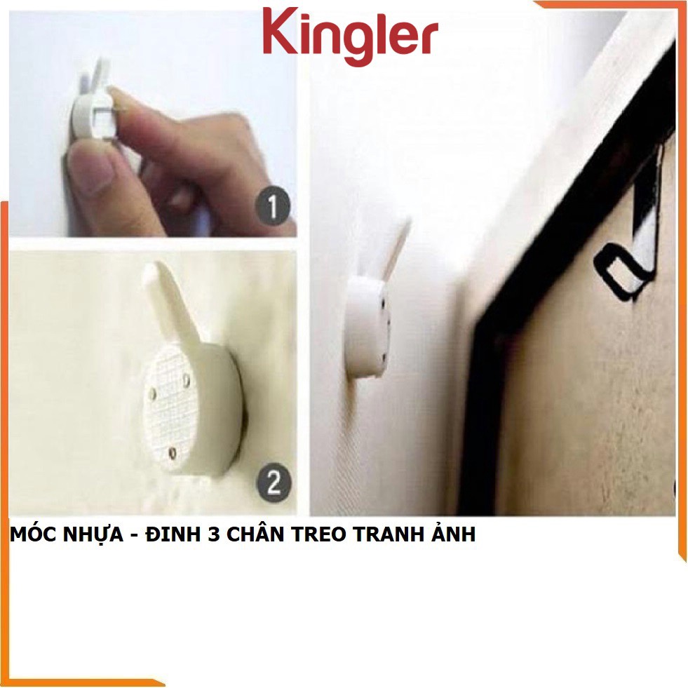 10 Móc Đinh 3 Chân Đóng Tường Chắc Chắn Treo Tranh, Ảnh, Đồng Hồ Trên Tường Không Khoan Đục, Kingler 2220Set10