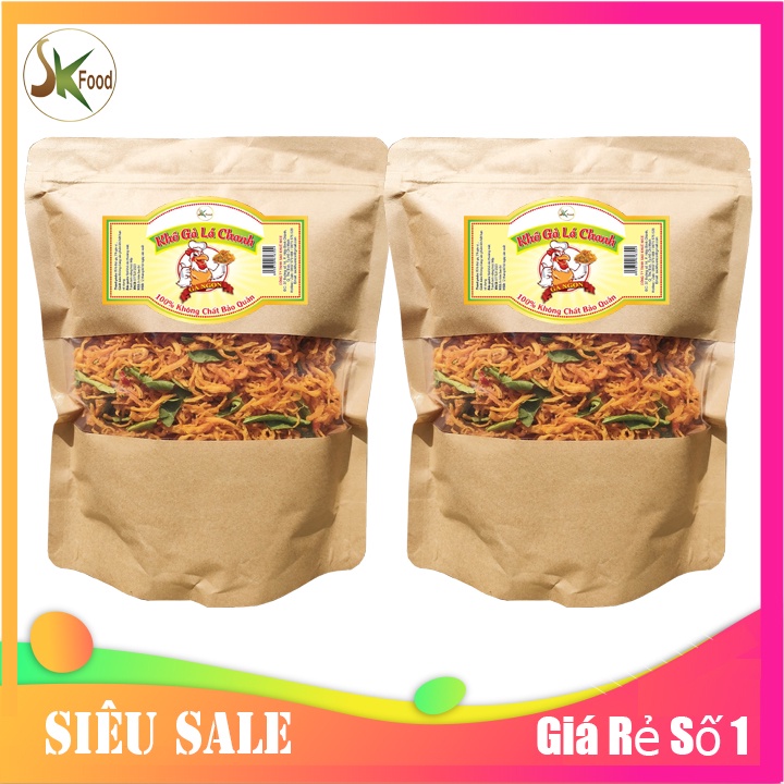 1KG KHÔ GÀ LÁ CHANH LOẠI NGON THƯƠNG HIỆU SK FOOD - 2 TÚI ZIP