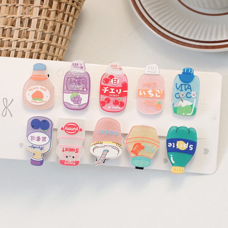 Set 10 kẹp tóc hình nước hoạt hình màu sắc dễ thương K94