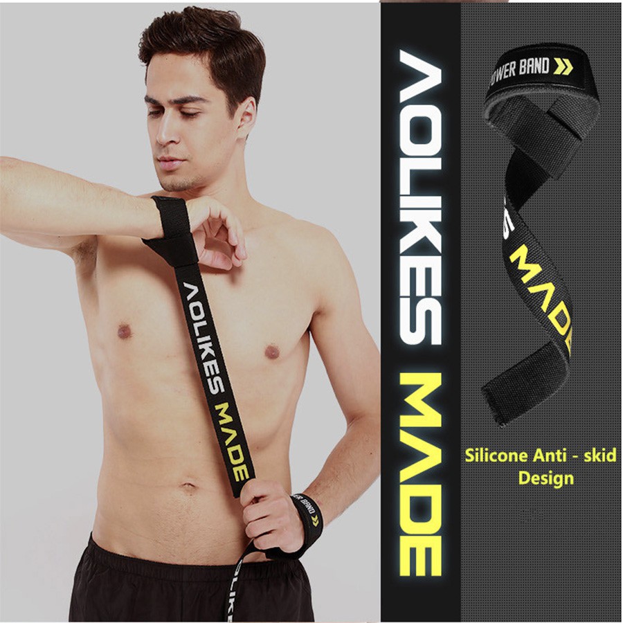 Dây kéo Lưng Lifting Straps hỗ trợ tập thể hình, Dây kéo lưng tập Gym AOLIKES (1 Đôi)